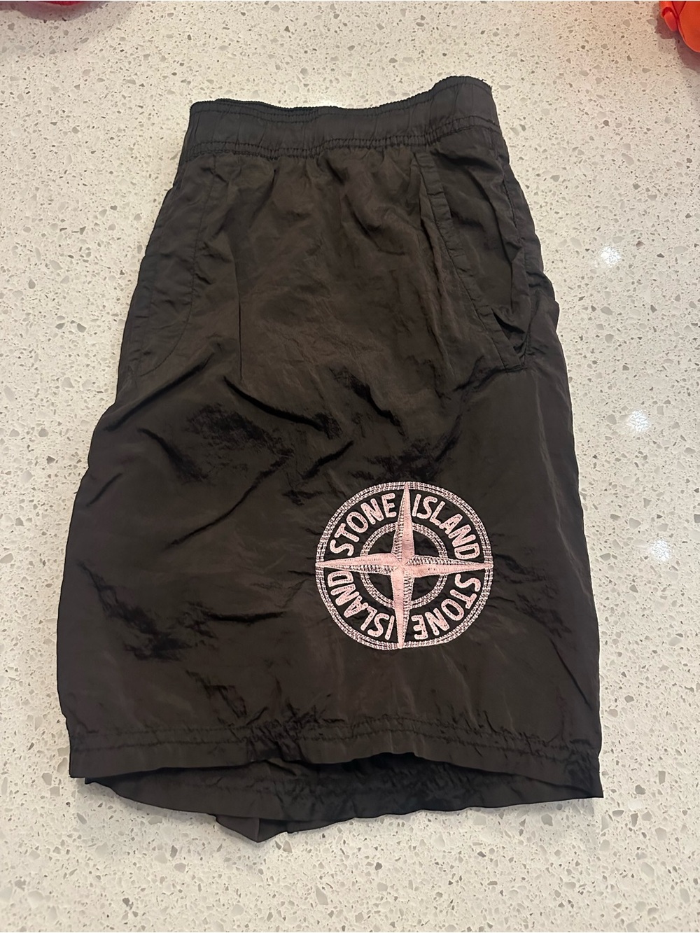 Stone Island Black Swim Trunks with Embroidered Logo
